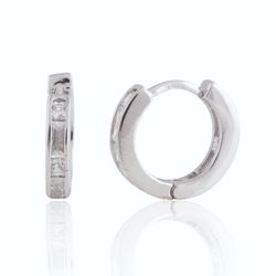 Sterling Silver Huggies with Baguette CZs - BZ-011